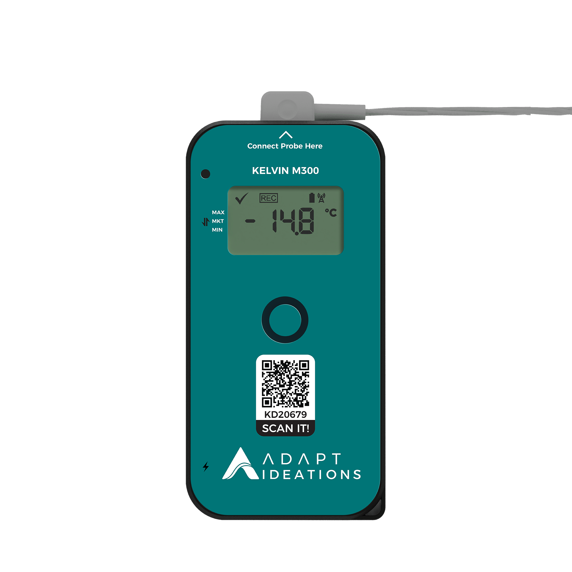 A smart data logger with a thermometer attached to it.