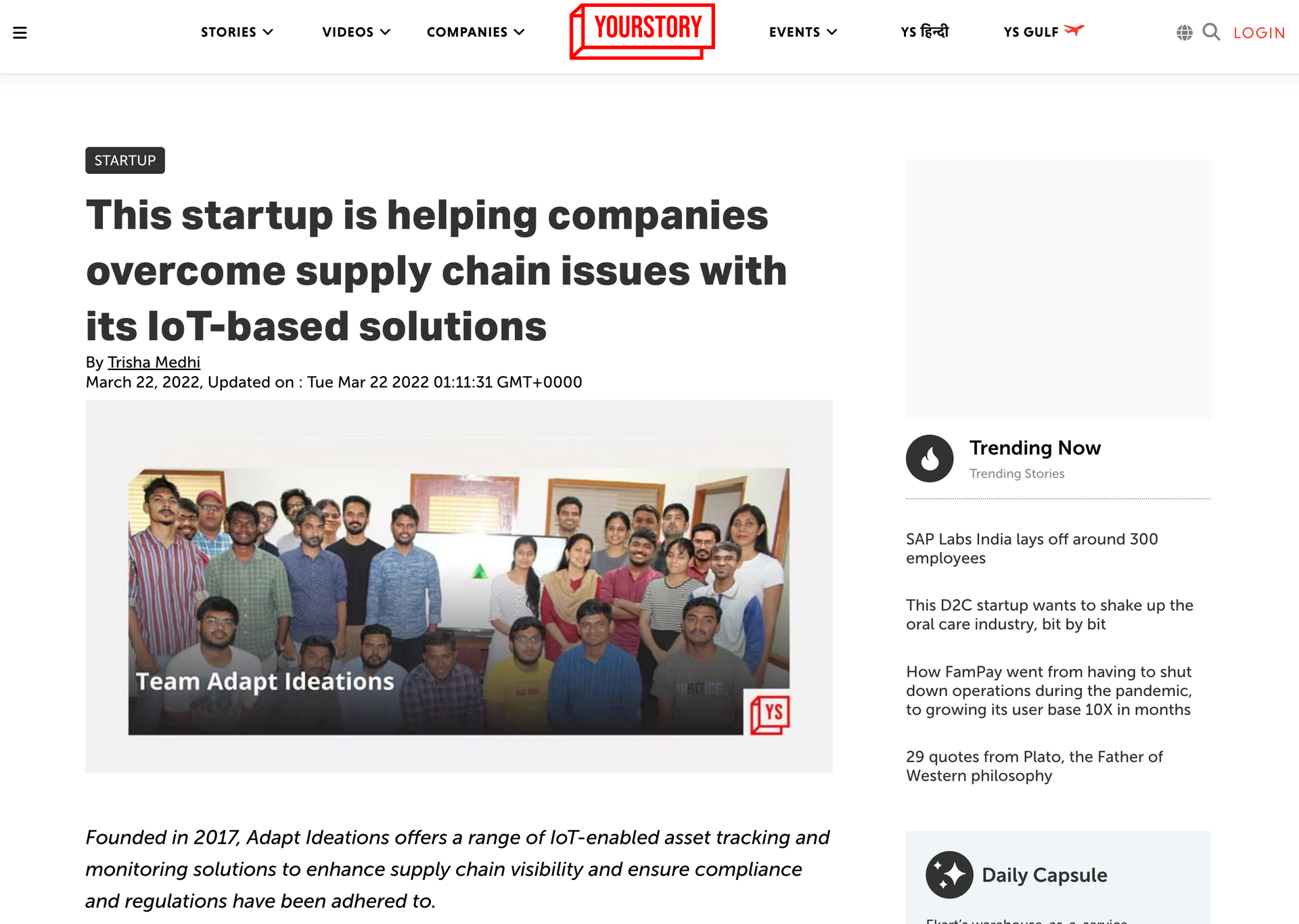 This startup is helping companies overcome supply chain issues with its iot-based solutions.