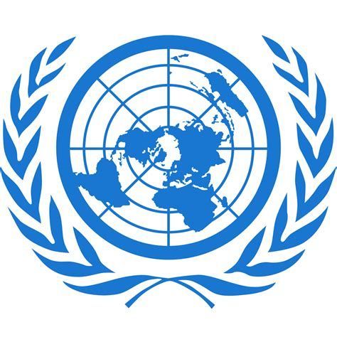 The united nations logo is a blue globe with a laurel wreath around it.
