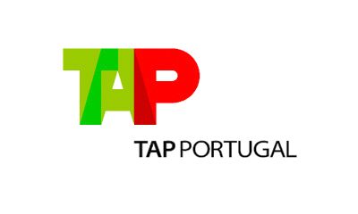 The logo for tap portugal is green , red , and white.