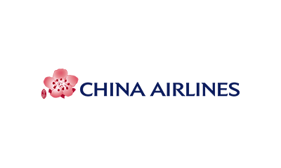 The china airlines logo has a pink flower on it.
