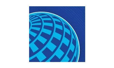 A blue globe with a white border on a blue background