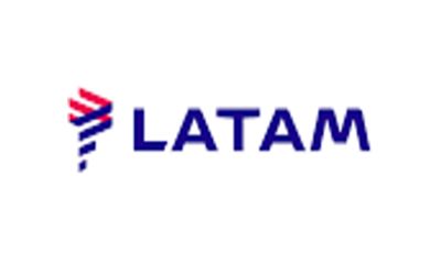 The latam logo is blue and red on a white background.