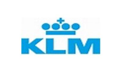 A blue klm logo with a crown on top