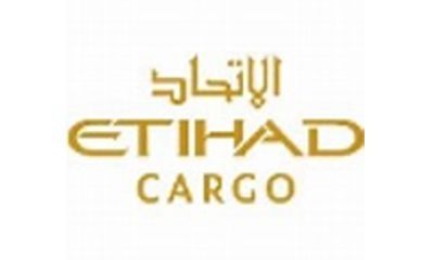The logo for etihad cargo has arabic writing on it