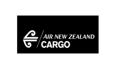 The logo for air new zealand cargo is black and white.