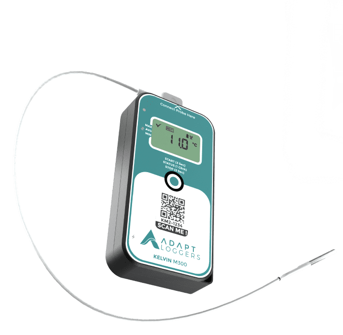 temperature data logger A thermometer data logger with a qr code on the screen