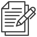 Papers and pen, document in progress.