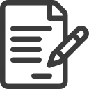 Document with lines of text and a pen, indicating writing or signing.