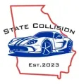 The logo for State Collision Shows A Sports Car On A Map Of Georgia.