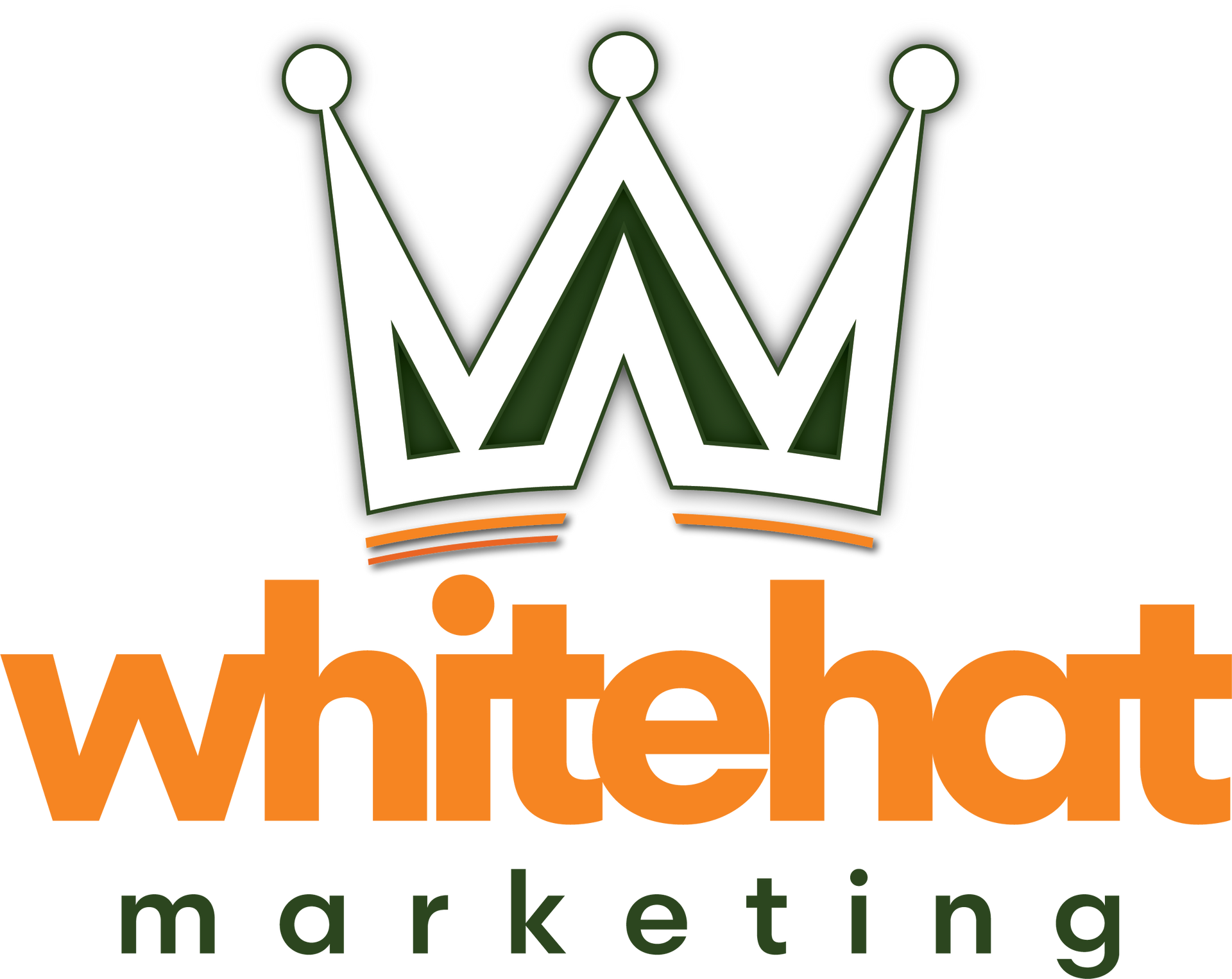 White Hat Logo with white, green and orange crown and the words White hat