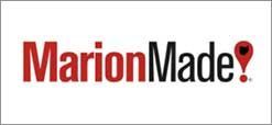 MarionMade logo in red and black with a red location pin icon