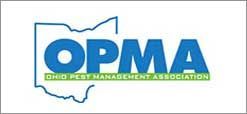 OPMA logo with blue letters and green “Ohio Pest Management Association” text over Ohio outline