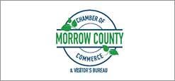 Morrow County Chamber of Commerce and Visitor’s Bureau green and blue logo with tree and leaf icon