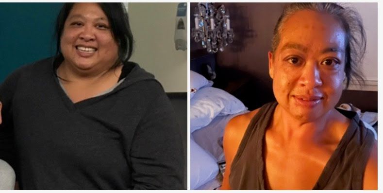 Side-by-side client photos showing weight loss progress
