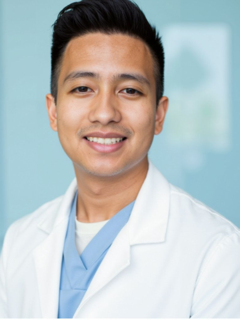 Dr Kyaw Lin smiling in medical uniform portrait for health and wellness care