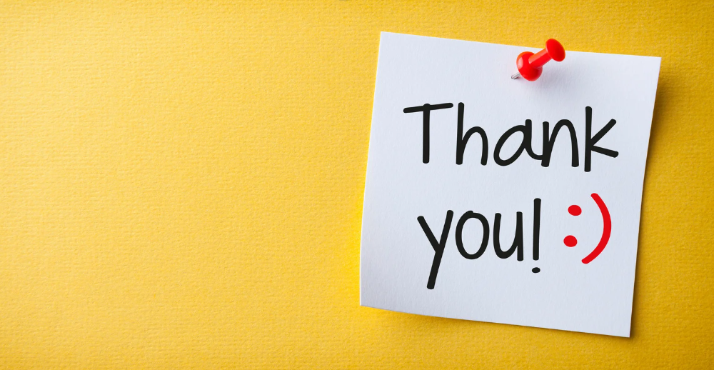 Thank you note representing support and encouragement in health coaching