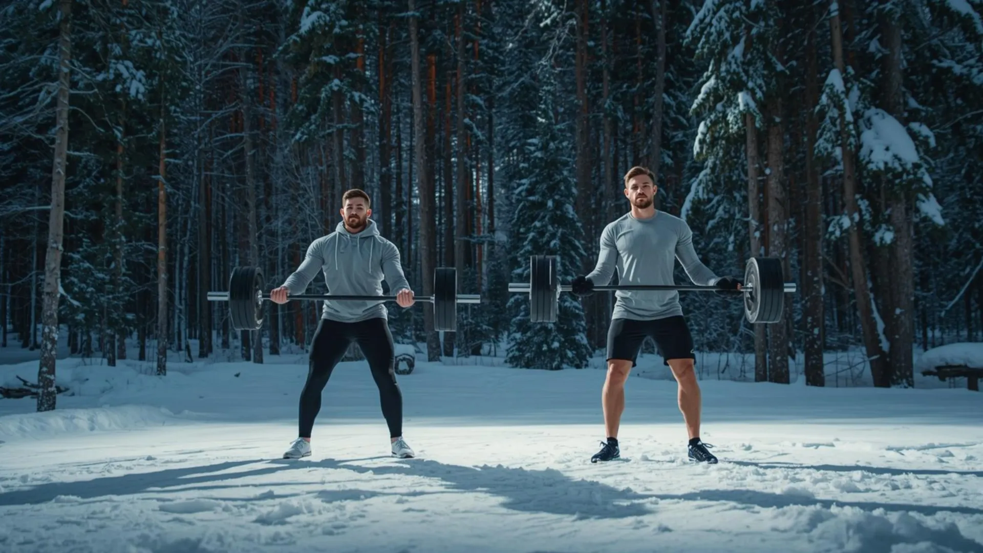Person training outside in cold winter weather for strength and functional fitness