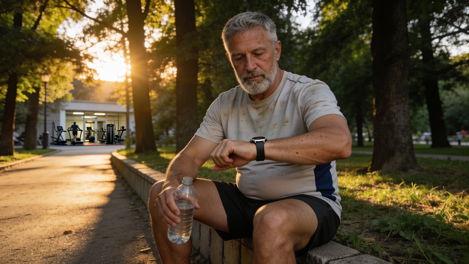 A man rests in the shade, deciding whether to train outdoors or inside from the heat.