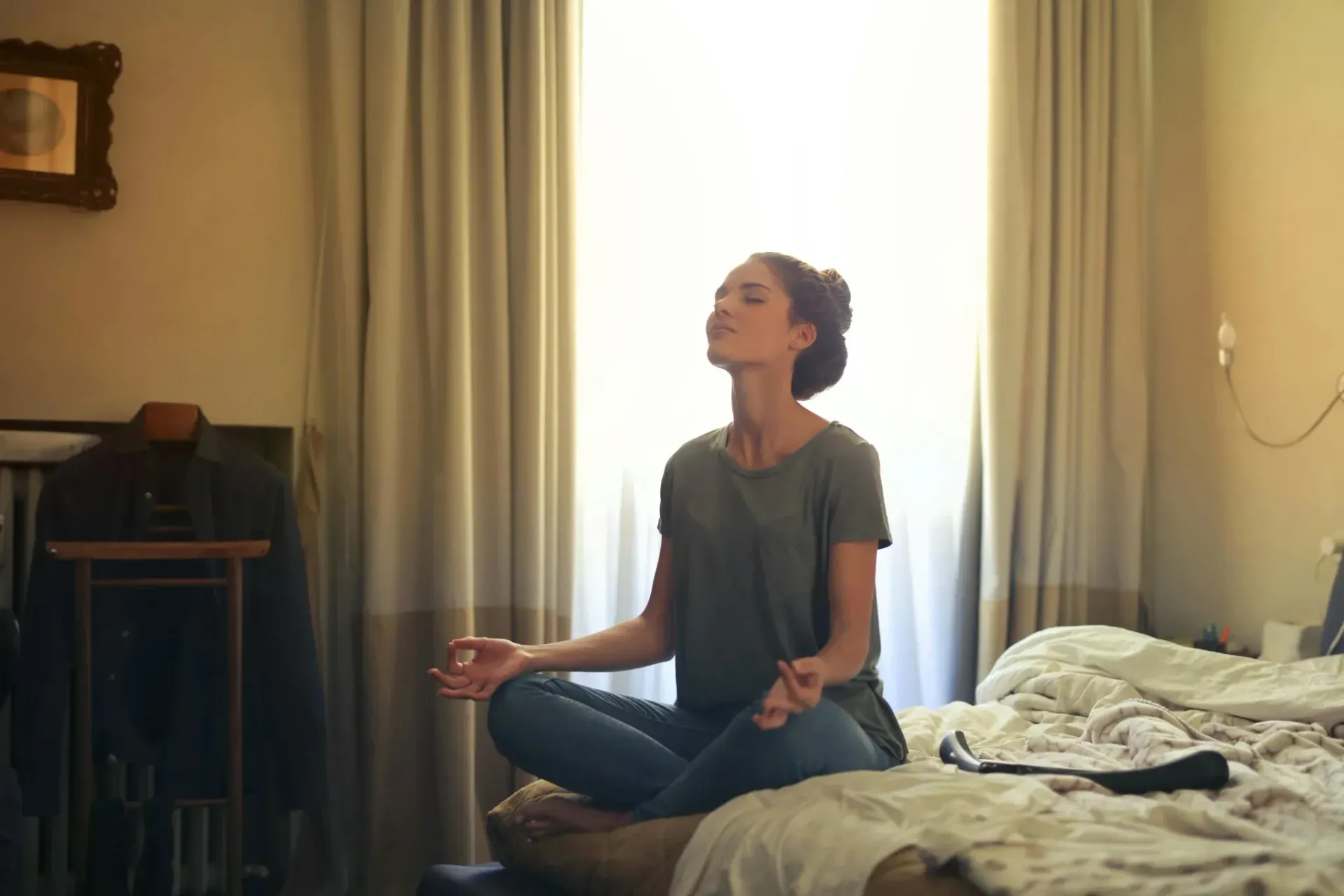 Person doing simple holiday season movement to reduce stress and stay calm