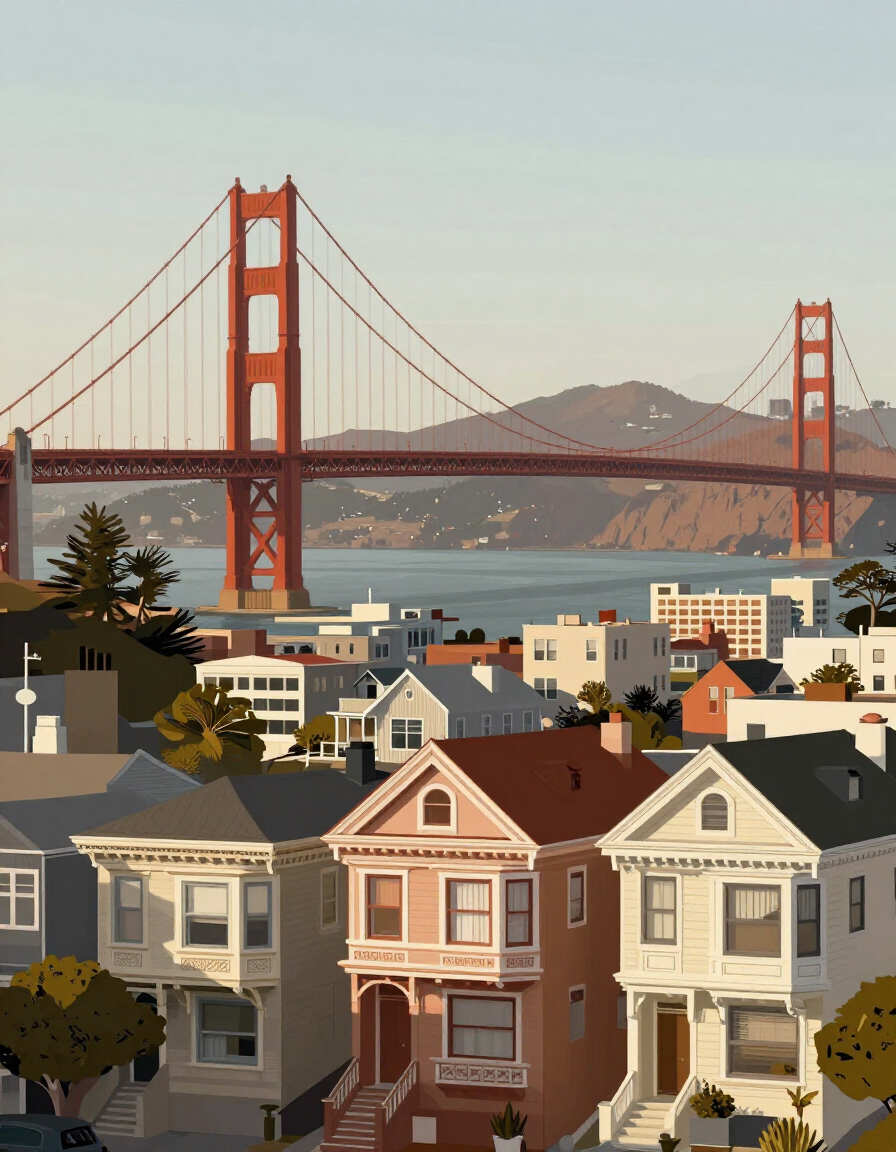 Bay Area cityscape illustration