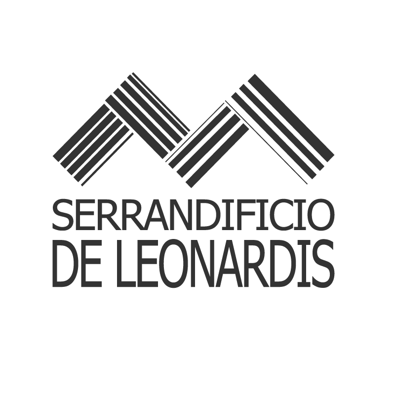 Logo per Serrandificio De Leonardis, caratterizzato da una forma geometrica a 