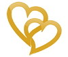 Two overlapping gold hearts.