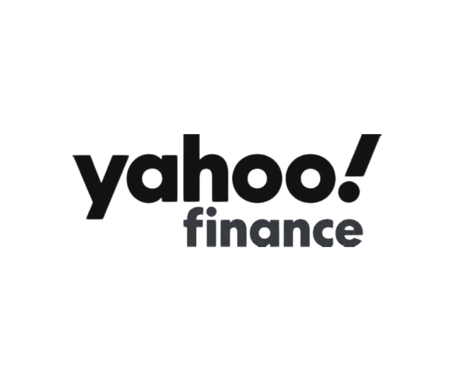 Yahoo Finance logo, black "yahoo" with gray "finance" below, exclamation point.