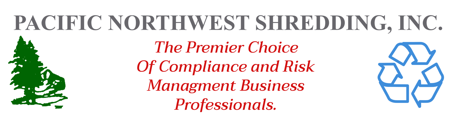A logo for pacific northwest shredding inc. with a tree and recycling symbol