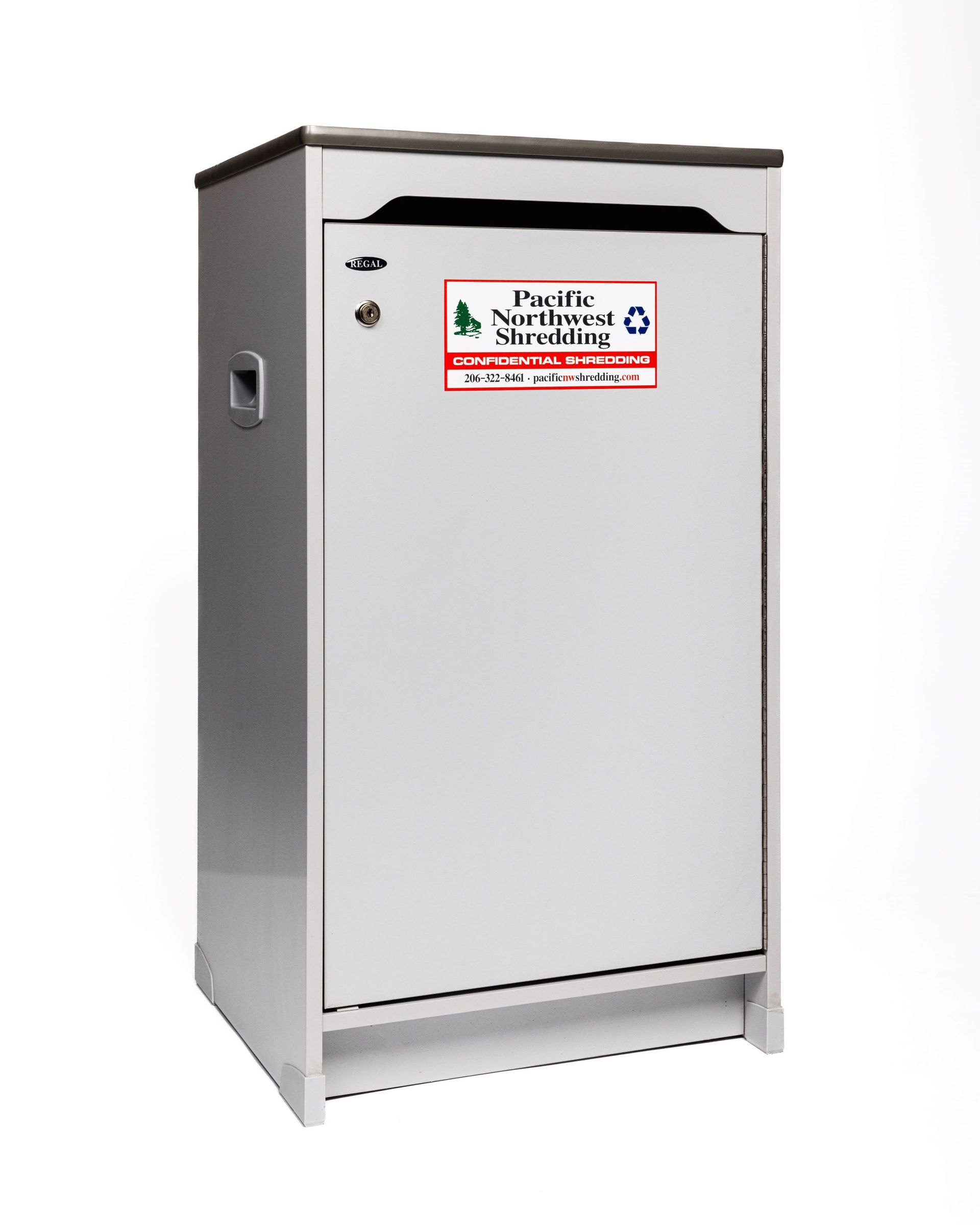A white cabinet with a sticker on it that says pacific guardian