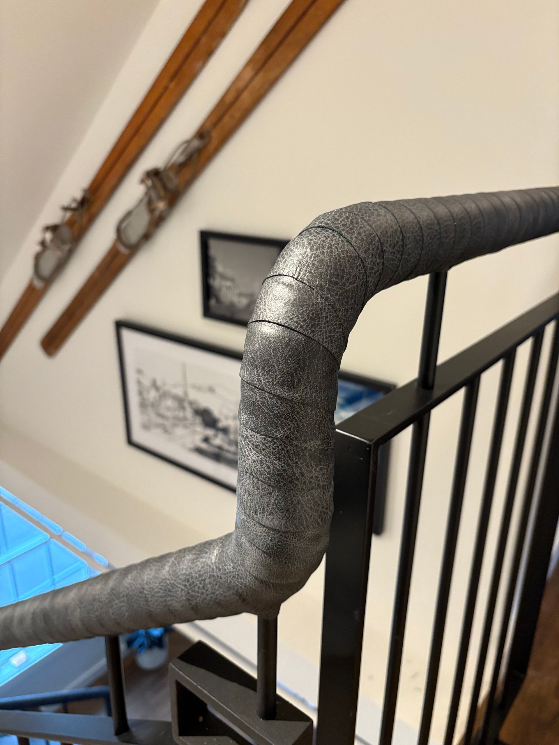 Leather wrapped railing