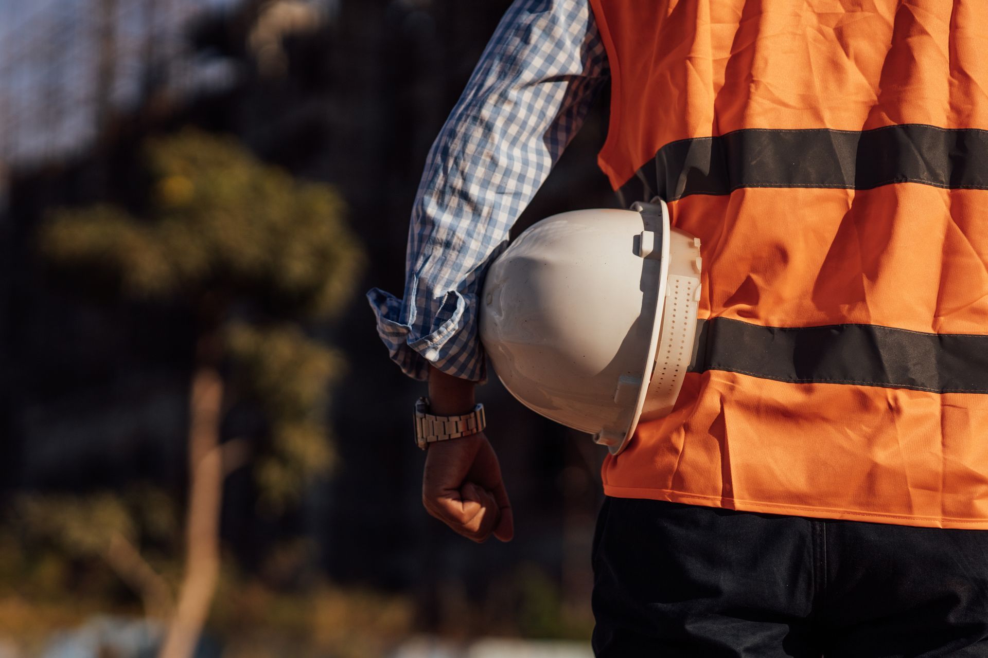 Engineer man working or checking at construction building site