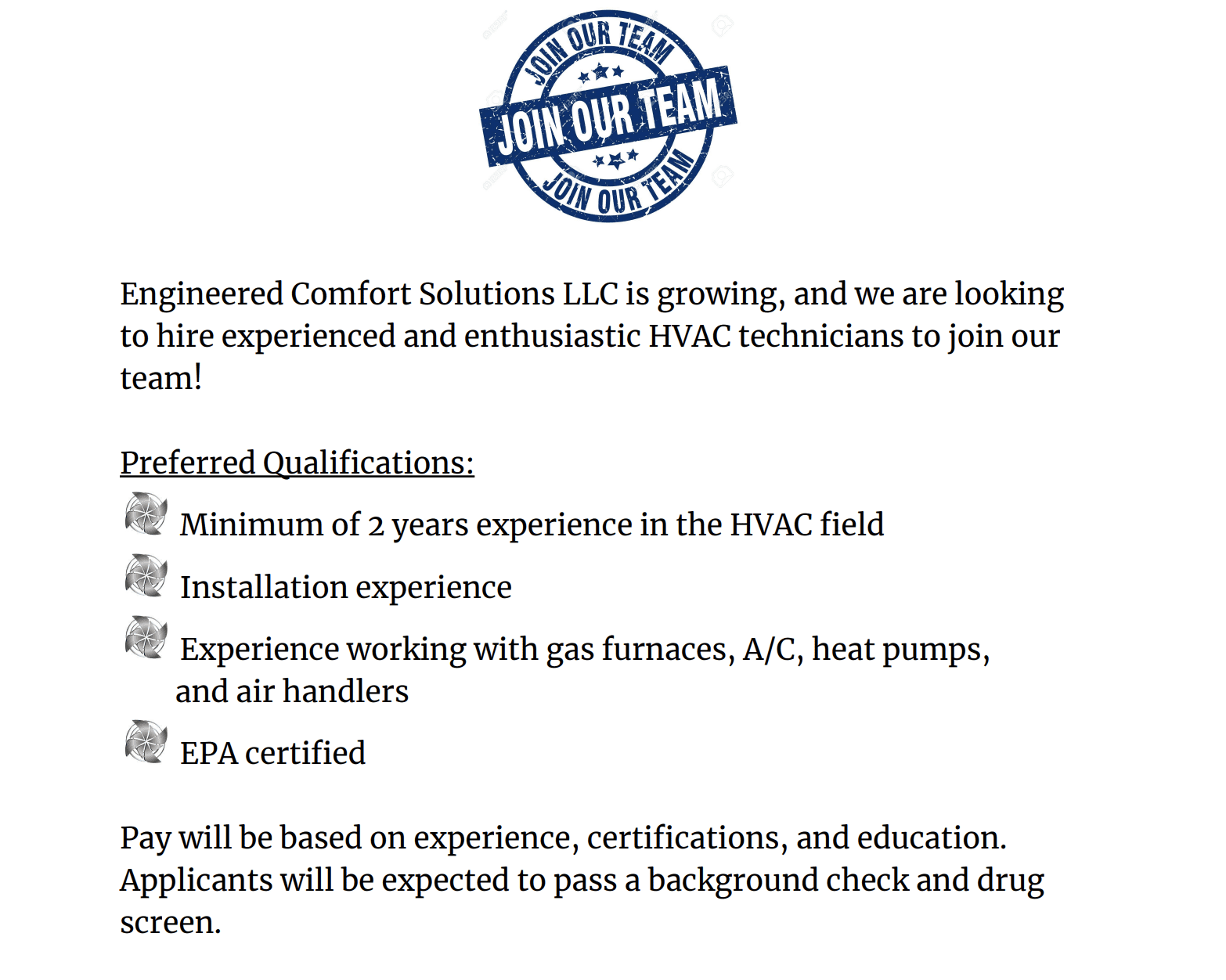 Apply to work with us today