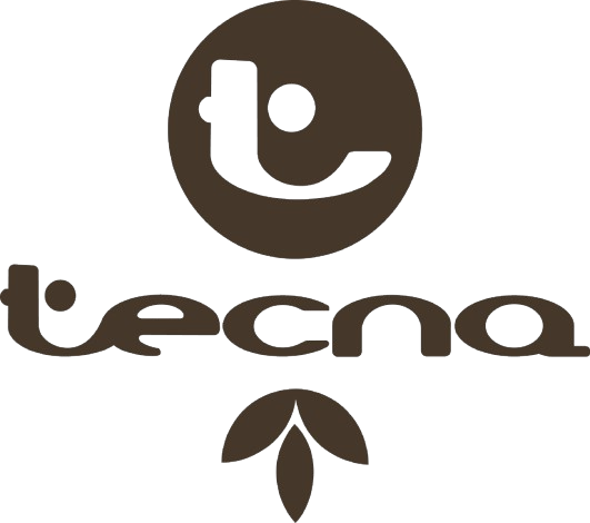 Logo di Tecna, caratterizzato da un cerchio marrone scuro con una