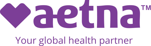 Aetna logo with purple heart and text,