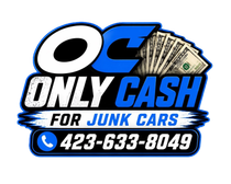 Only Cash for Junk Cars logo with phone number 423-633-8049 and cash graphic