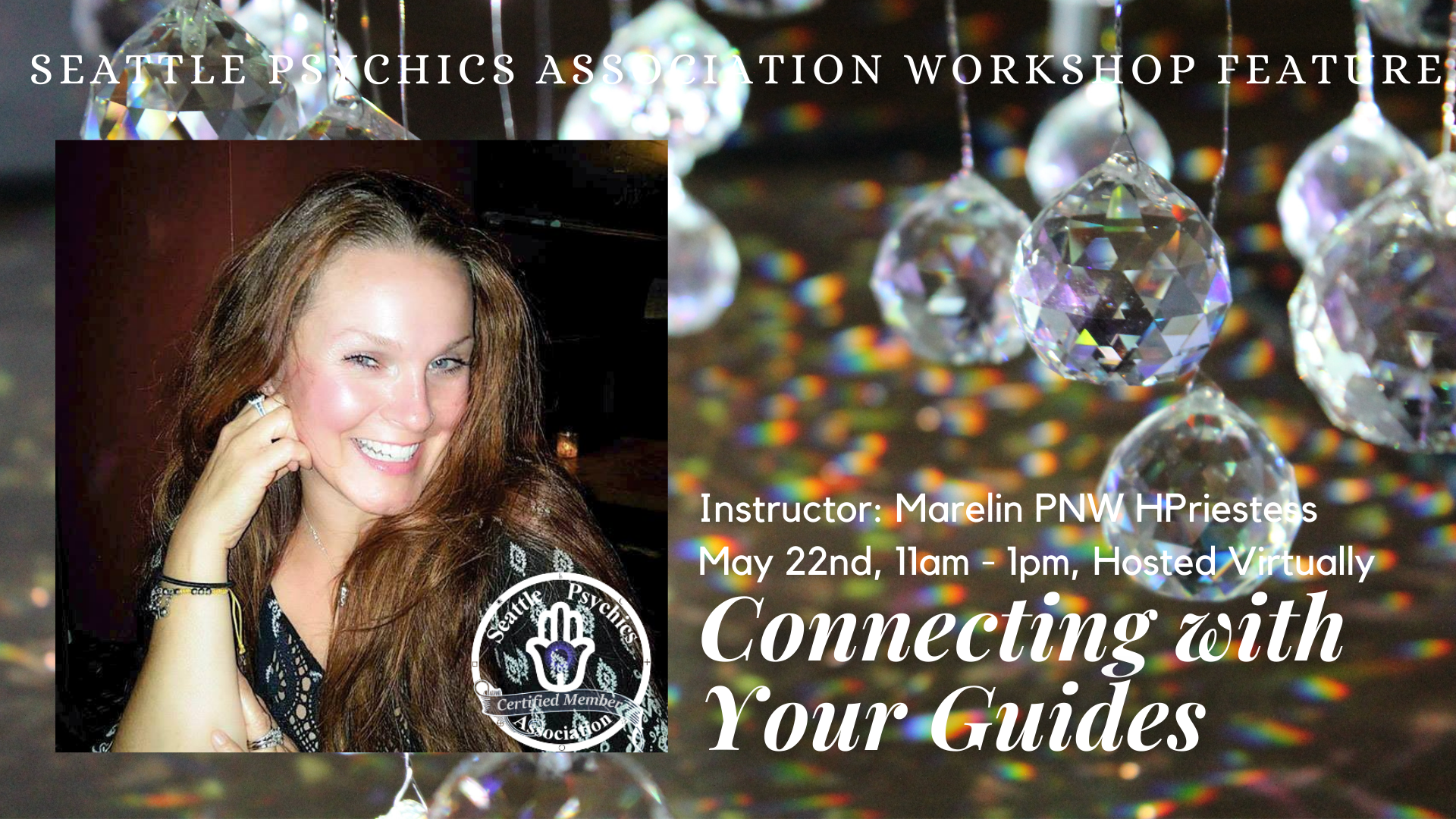A poster for a workshop called Connecting with Your Guides with Moralin.