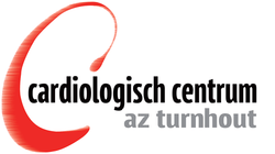 Logo van Cardiologisch Centrum AZ Turnhout met rode streep en zwartgrijze tekst