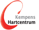 Het logo van Kempens Hartcentrum met een rode hartvormige swoosh en grijszwarte tekst op een witte achtergrond.