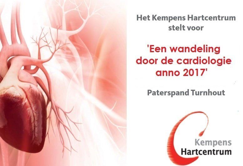 Posters voor Kempen Hartcentrum: rood hartbeeld met tekst over “Een wandeling door de cardiologie anno 2017”