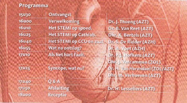 Nederlands tv-/radioprogrammaoverzicht in witte tekst op een rode kaartachtergrond.