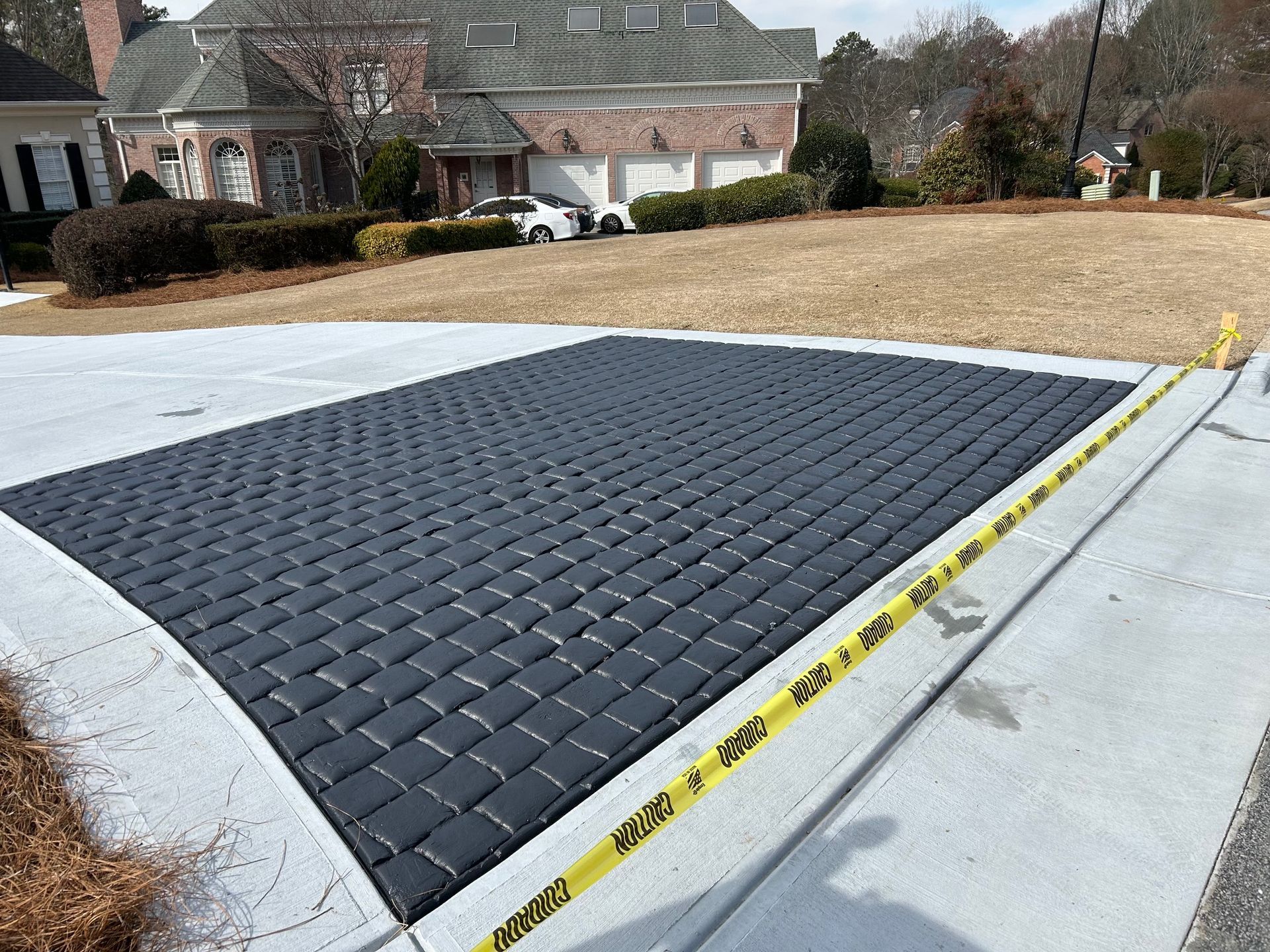 Driveway With Protective Mat. Driveway With Protective Mat.