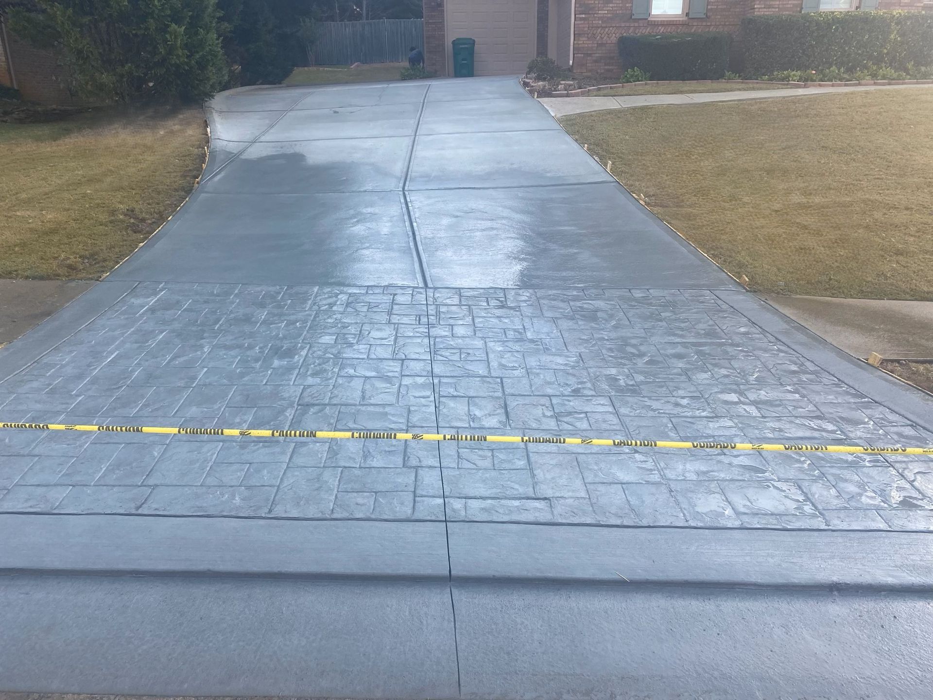 Stamped Concrete Driveway Installation.