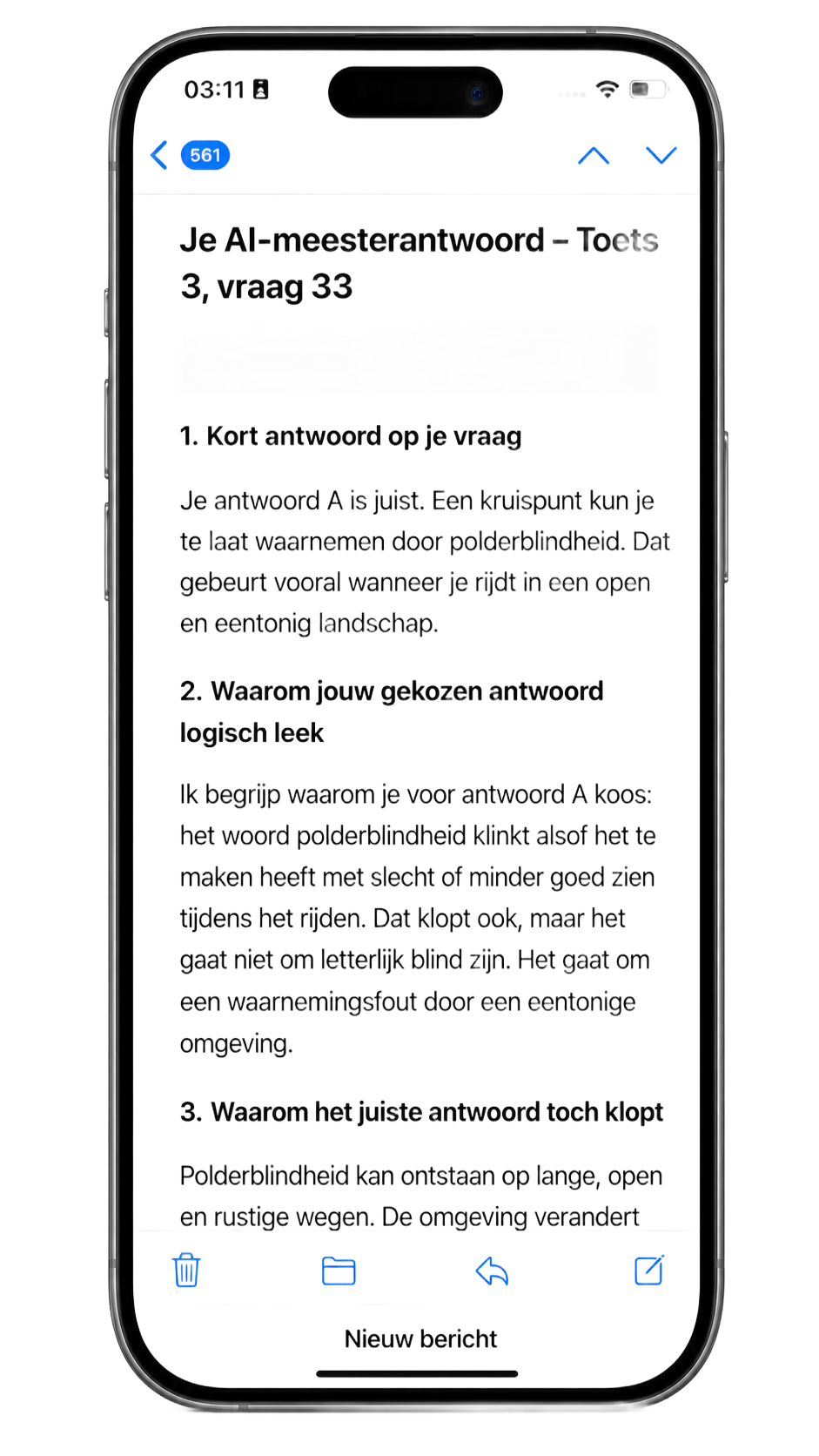Scherm van de enquête in de mobiele app met een foto van het park, meerkeuzevragen en een blauwe verzendknop.