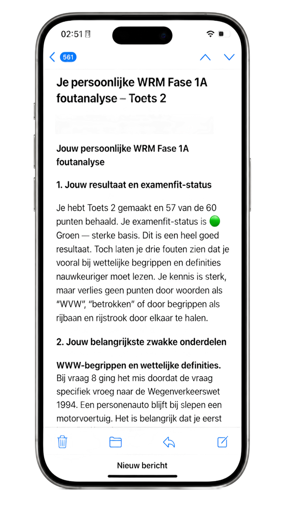 Voorbeeld van een persoonlijke WRM Fase foutanalyse op smartphone
