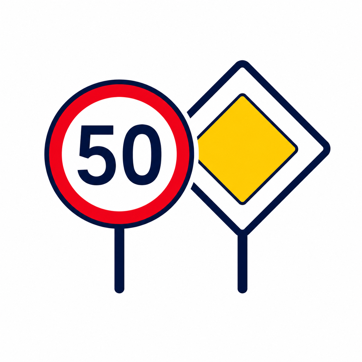 Pictogram van verkeersborden voor verkeersregels en verkeerstekens binnen WRM Fase 1A