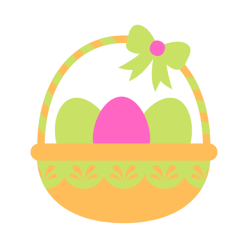 An easter basket with three eggs in it and a bow.