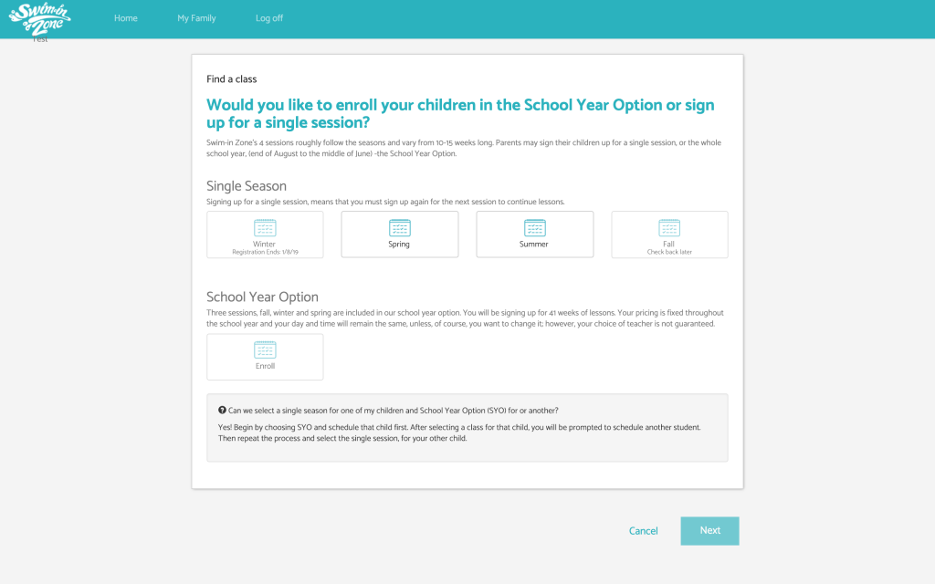 Session Selection Screen