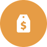 A price tag with a dollar sign on it in a circle.