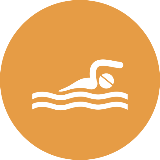 An icon of a person swimming in a pool.